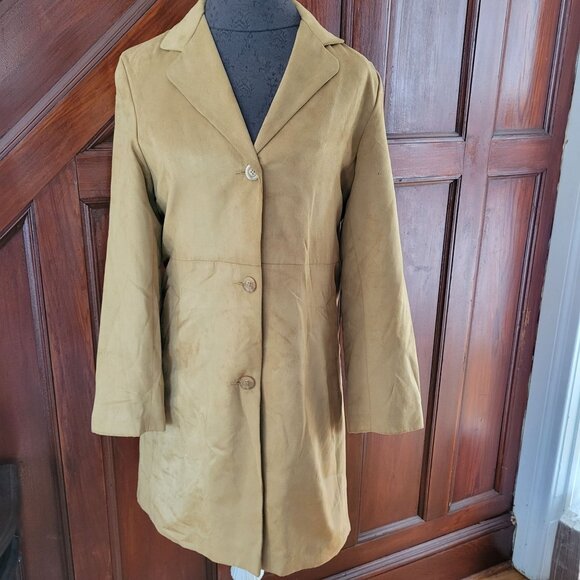 Jones New York Jackets & Blazers - Jones New York Womens Camel Suede Trench Coat - Size S